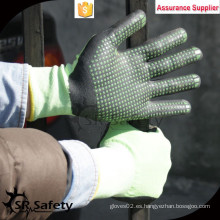 SRSAFETY 15g mejores guantes de espuma super nitrile verde con puntos en palma nuevos guantes